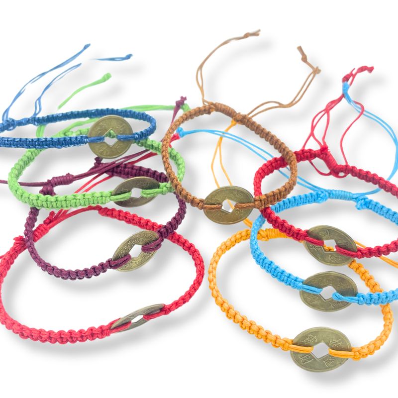 Handmade Friendship Bracelet - Lucky Friends Feng Shui Coin (asst)