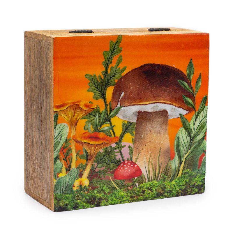 Big Square Box 15x17.5x8cm - Mushroom Design Orange