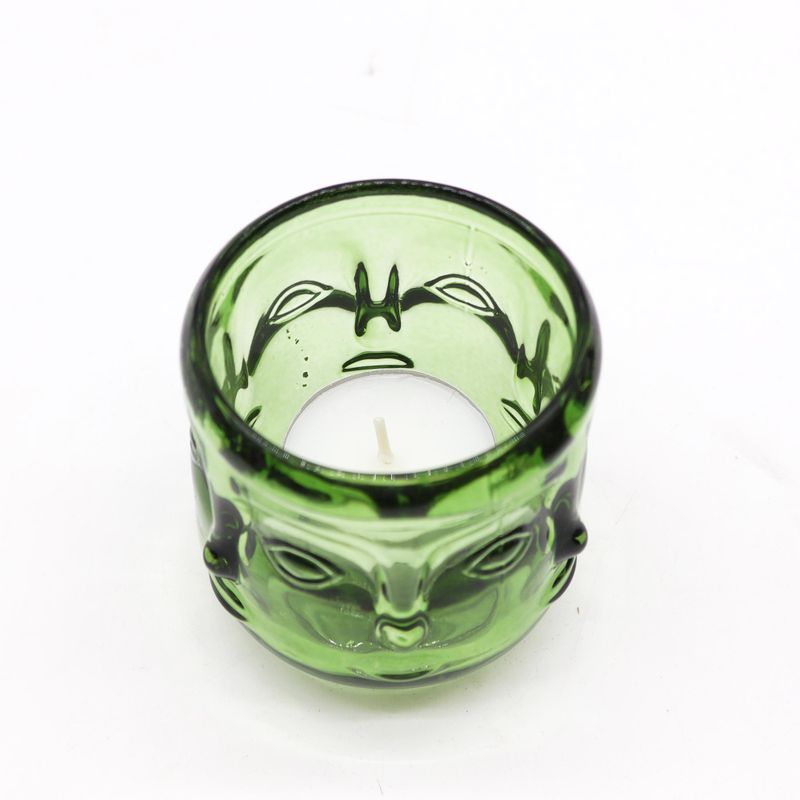 Buddha Faces Candle Jar - Garden Jade