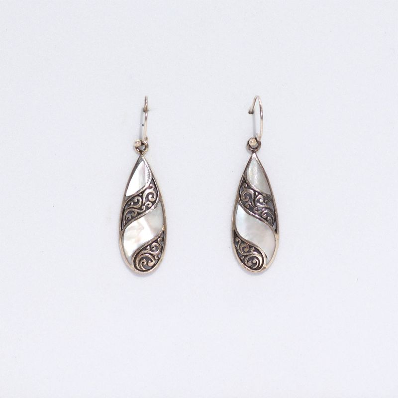 Shell & Silver Earrings - Teardrop- MOP