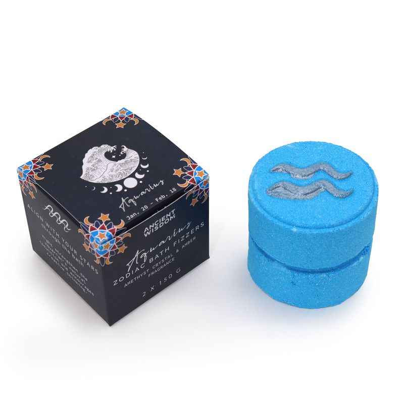 Box of 2 Zodiac Bath Fizzers with Horoscope - Aquarius