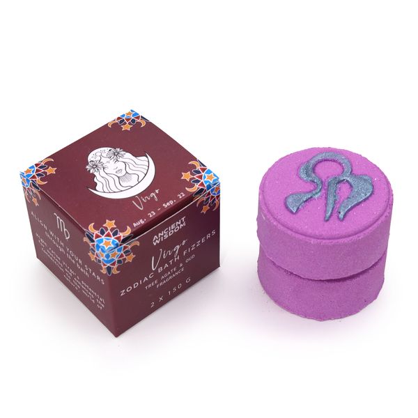 Box of 2 Zodiac Bath Fizzers with Horoscope - Virgo