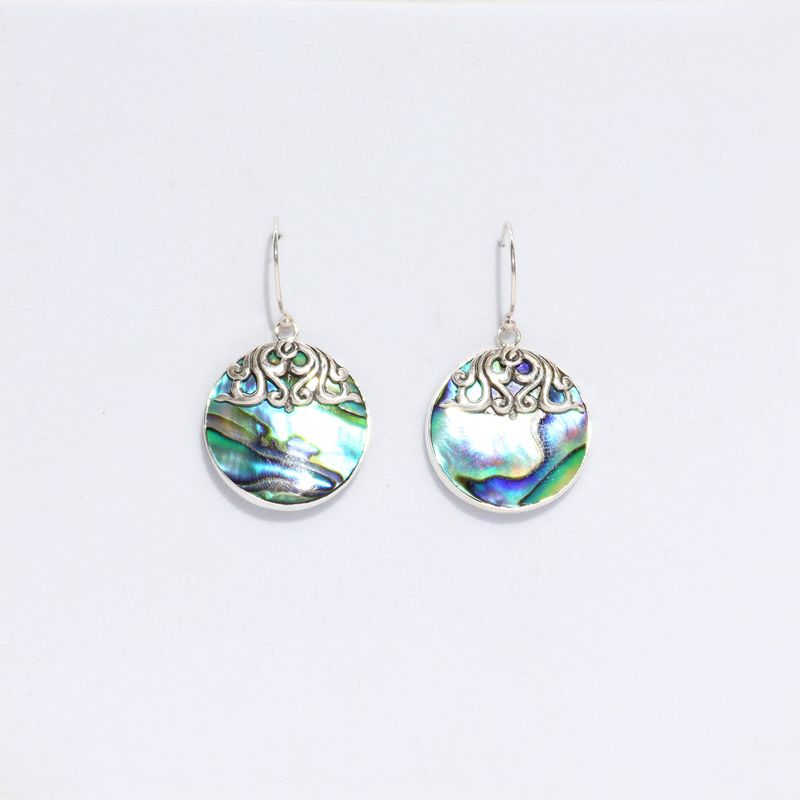 Shell & Silver Earrings - Classic Disc - Abalone