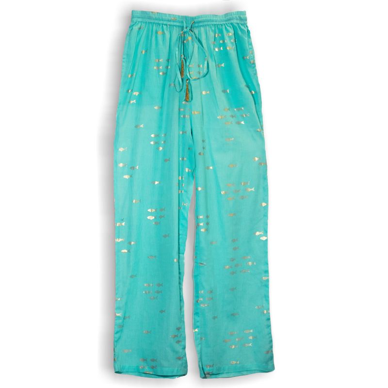 (ML) Nomad Sari - Lounge Pants - Turquoise & Gold Fish Design