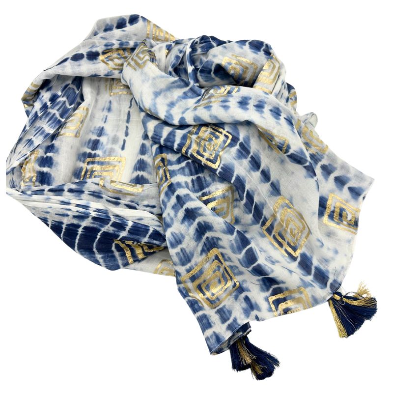 Nomad Sari  Pareo - Blue Tie Dye & Blockprint
