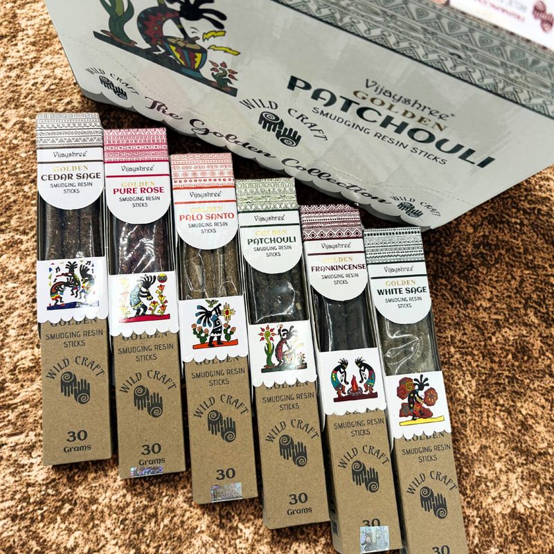 30g Golden Smudging Resin Sticks - Display Set (6s) (Codes 1-6)