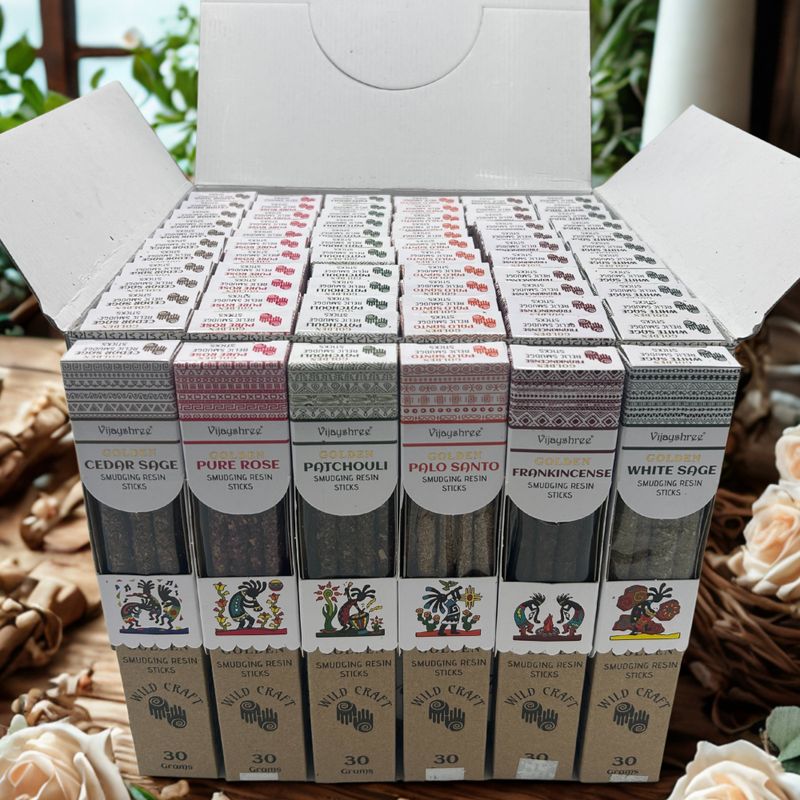 30g Golden Smudging Resin Sticks - Display Set (6s) (Codes 1-6)
