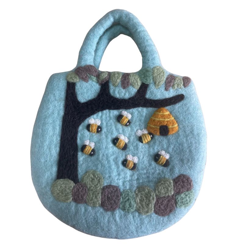 Tree and Beehive Felted Bag - 35x27cm