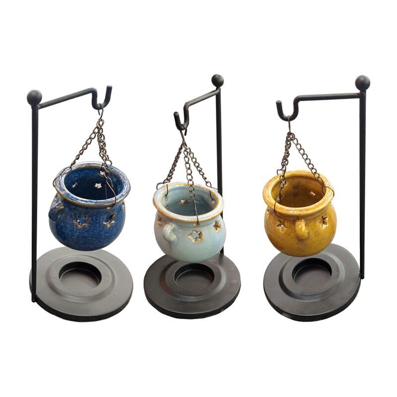 Cauldron Shaped Hanging Oil Burner with Stand