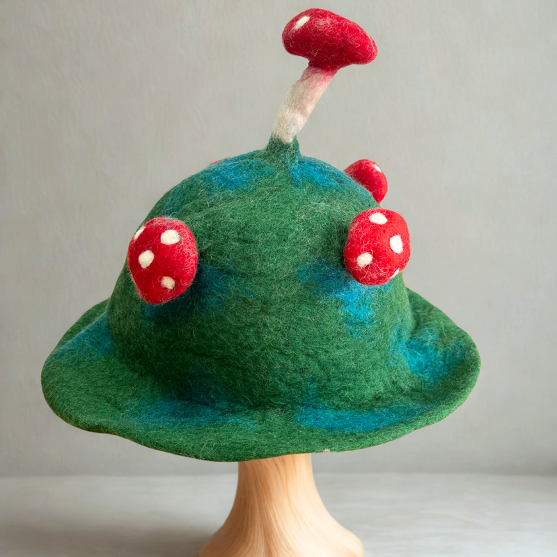 Felted Mushroom Hat - Moss Mountain Green