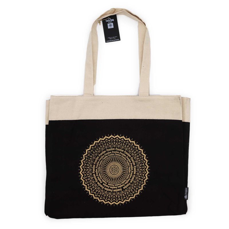 Oversized Tote Bag Chocolate Stonewash 14oz - Freedom Mandala
