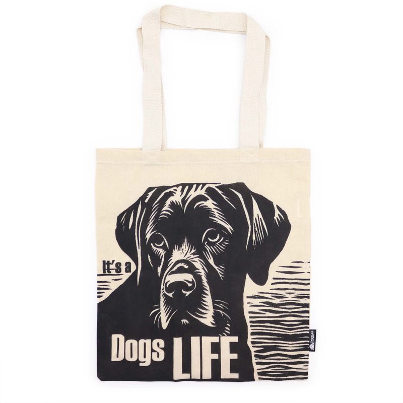Iconic Basic Tote Bag - Dog's Life - (40x36cm) - Natural 4oz