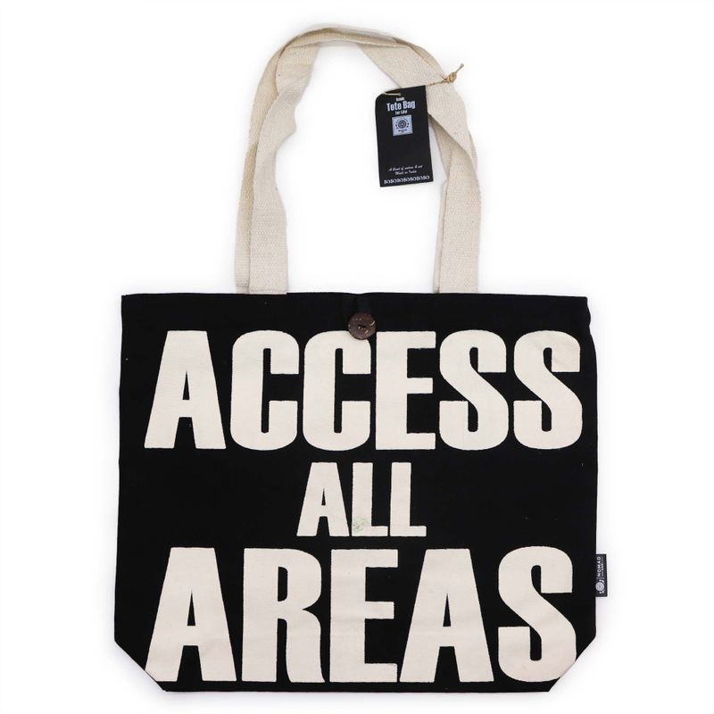 Iconic Classic Tote Bag - ACCESS ALL AREAS - Black Natural 10oz (36x43x10cm)
