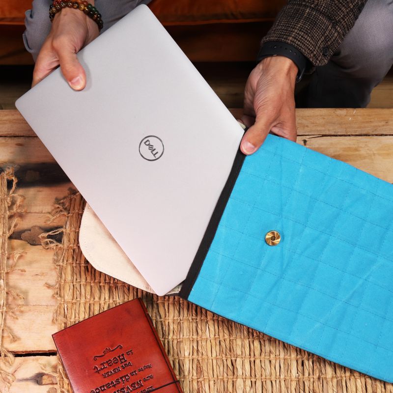 Laptop Padded Pouch - Terrific Turquoise - 14oz