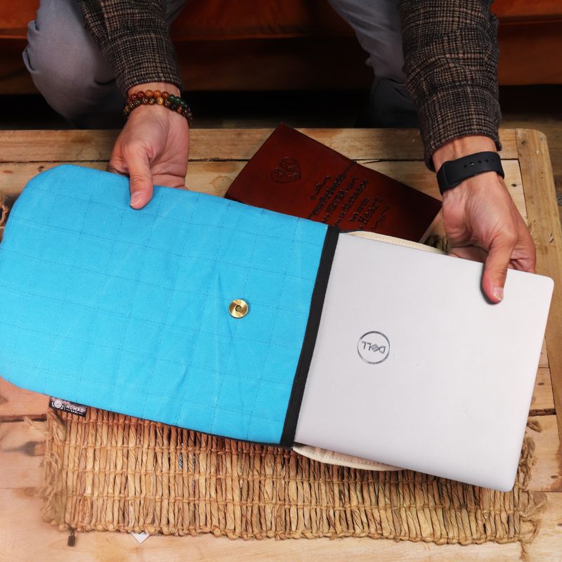 Laptop Padded Pouch - Terrific Turquoise - 14oz