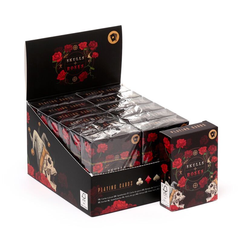 Box of 12 Skulls and Roses Standard Playing Card Deck