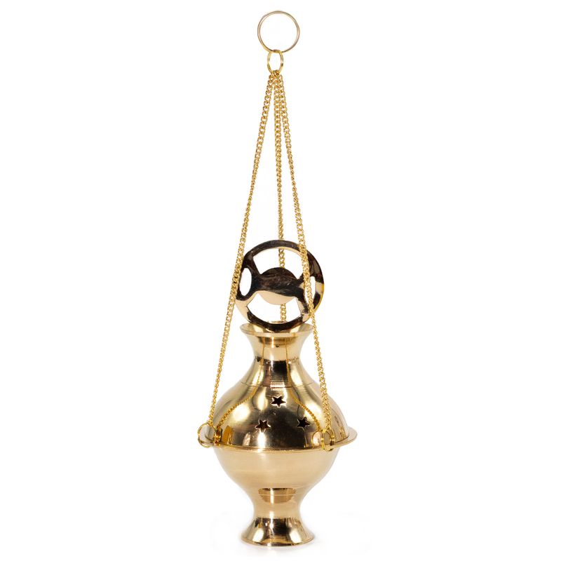 Hanging Brass Incense Burner - Three Phase Moon