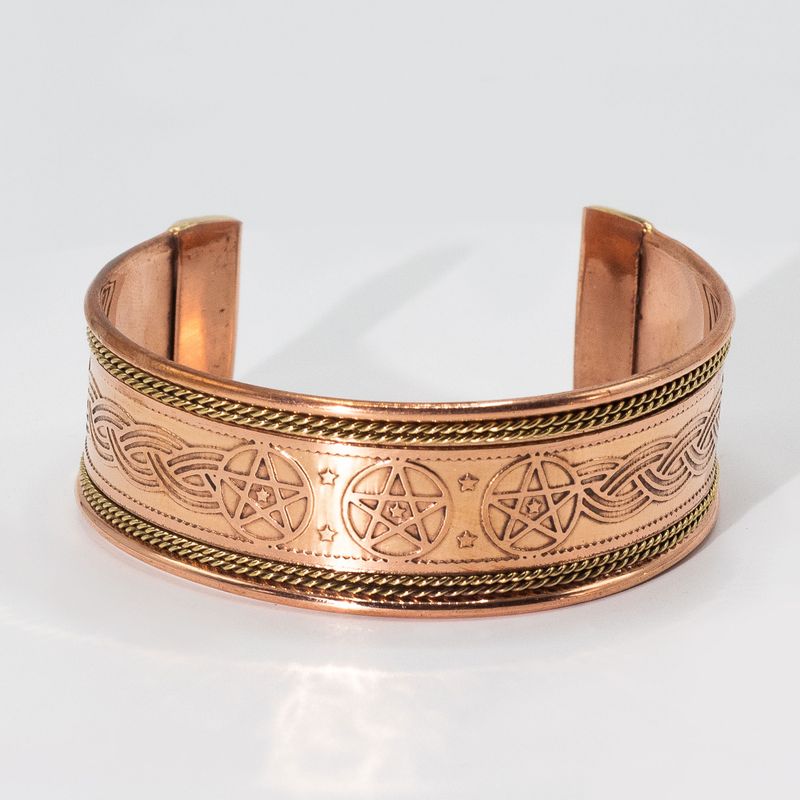 Copper Wide Banded Bracelets with Brass Decor (assorted)