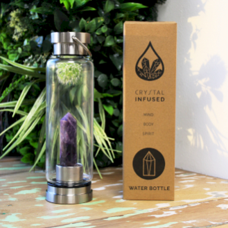 Crystal Infused Glass Water Bottle