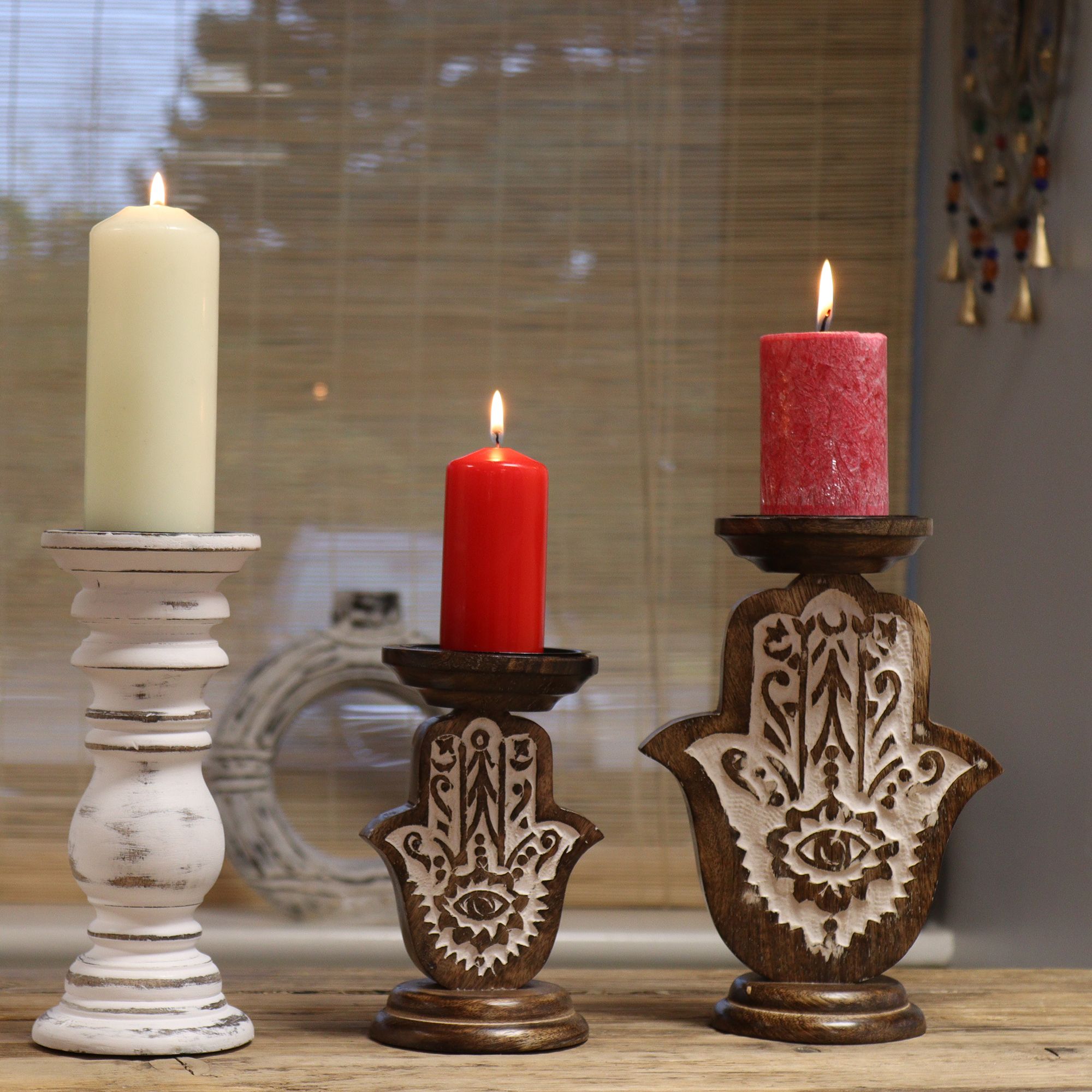 Mango Wood Candle Stands