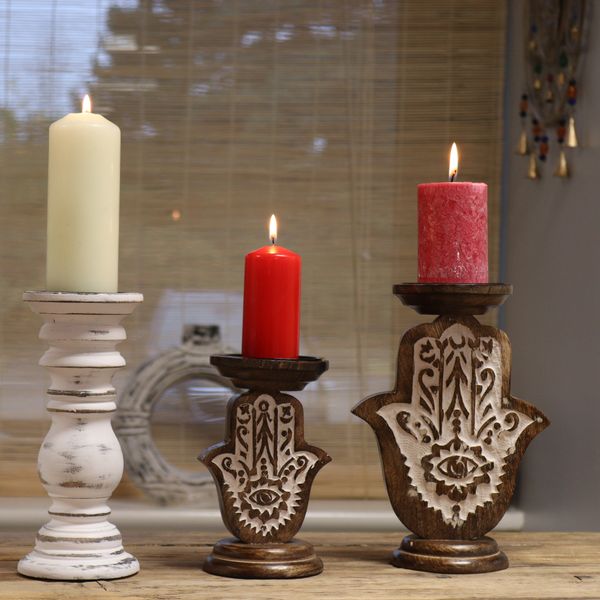 Mango Wood Candle Stands
