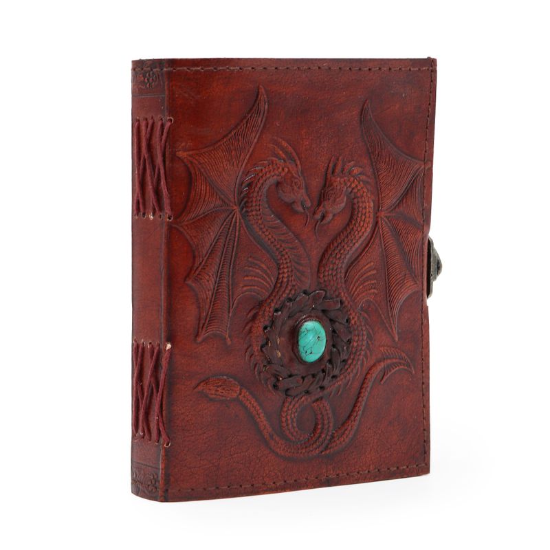 Two Dragons- Esoteric Notebook - Red Tan- 200 pages Stich Edge- 7x5"