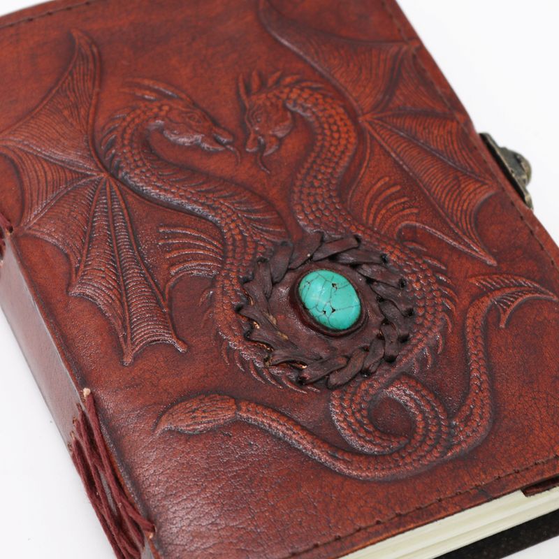 Two Dragons- Esoteric Notebook - Red Tan- 200 pages Stich Edge- 7x5"