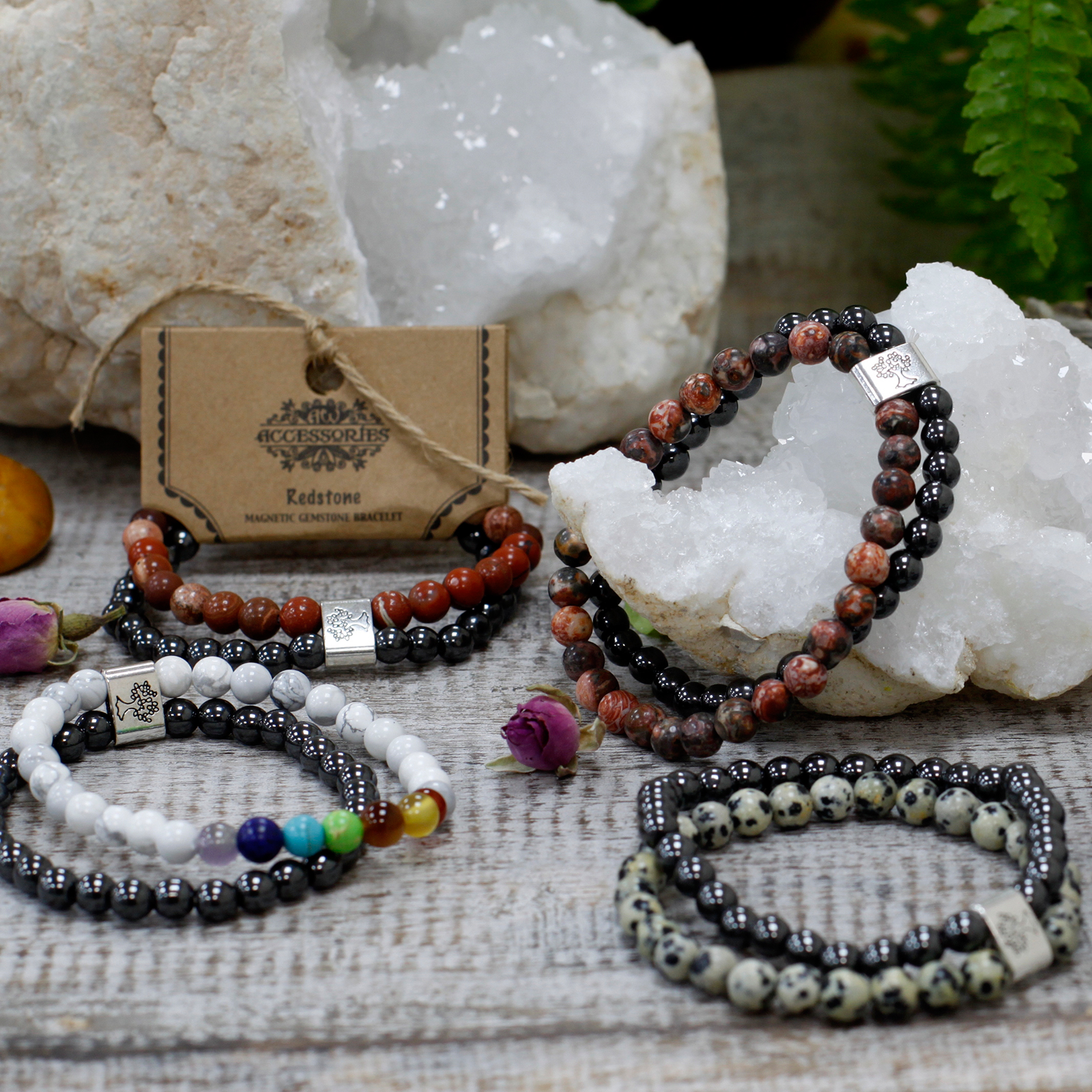 Magnetic Hematite & Gemstone Double Bracelets