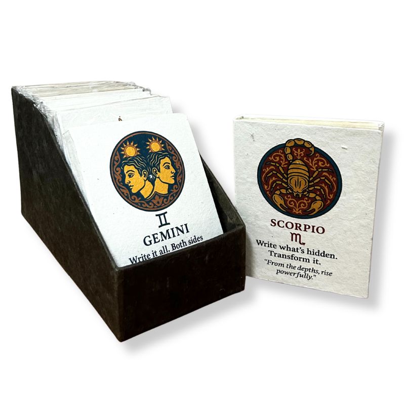 Med Tibet Style Star Signs Notebooks - (12x8cm) - 40 leafs (12 x assorted Des) - In Display Case