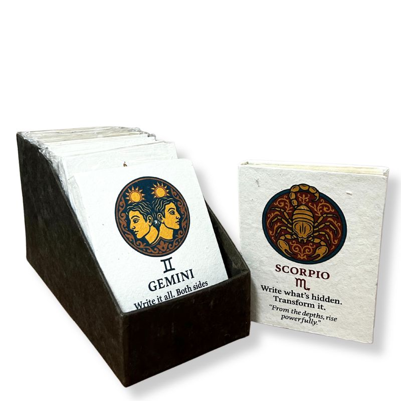 Med Tibet Style Star Signs Notebooks - (12x8cm) - 40 leafs (12 x assorted Des) - In Display Case