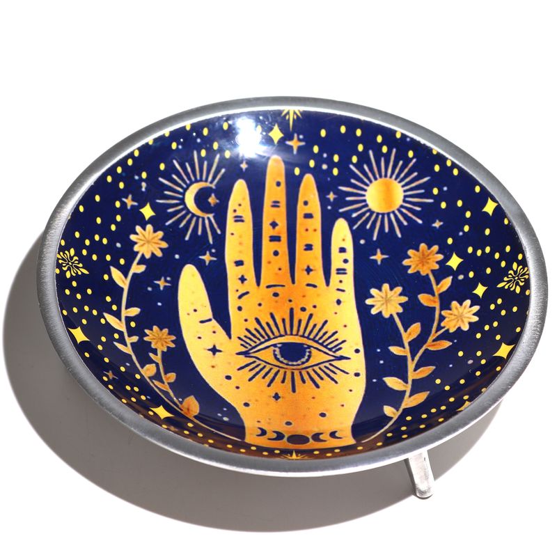 Enamelled Offering Plate - Hamsa Midnight Blue