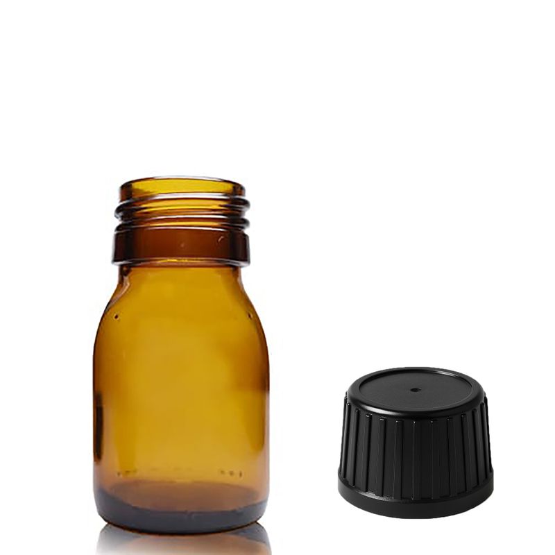 30ml Amber Glass Medicine Bottle - No Cap