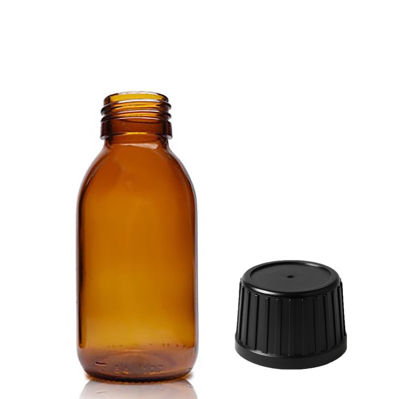 100ml Amber Glass Medicine Bottle - No Cap