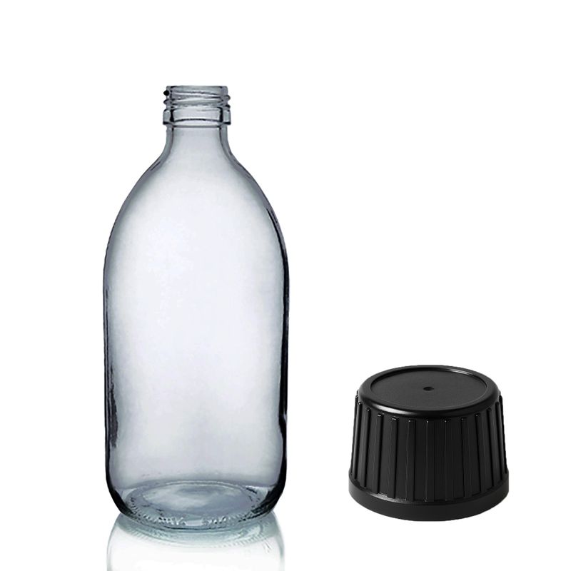 250ml Smoked Grey Glass Medicine Bottle - No Cap