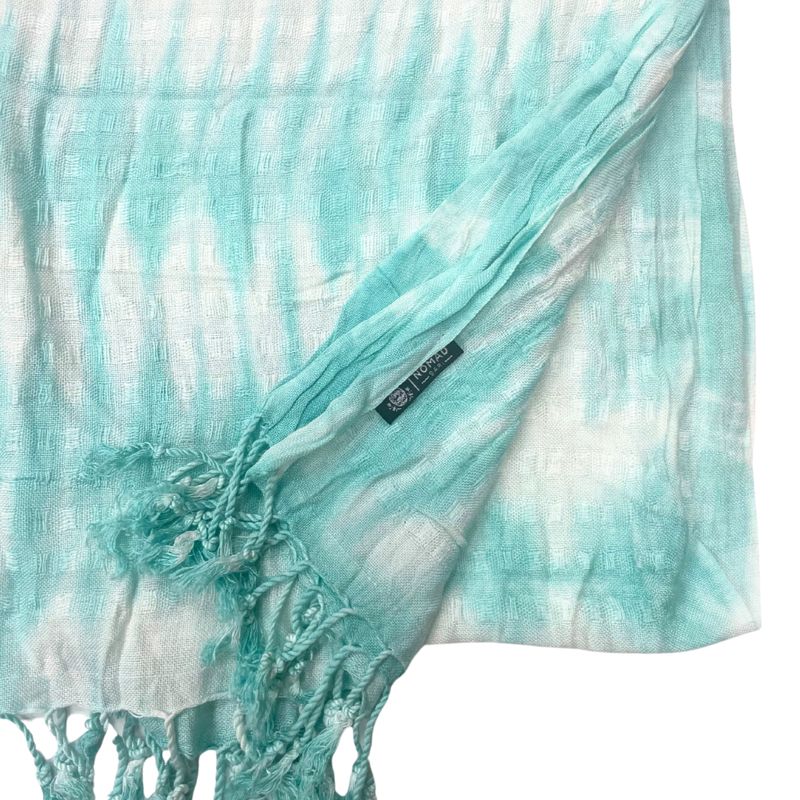 Boho Java Art Stole/Scarf - Teal Stripes & Motiff - 62x200cm