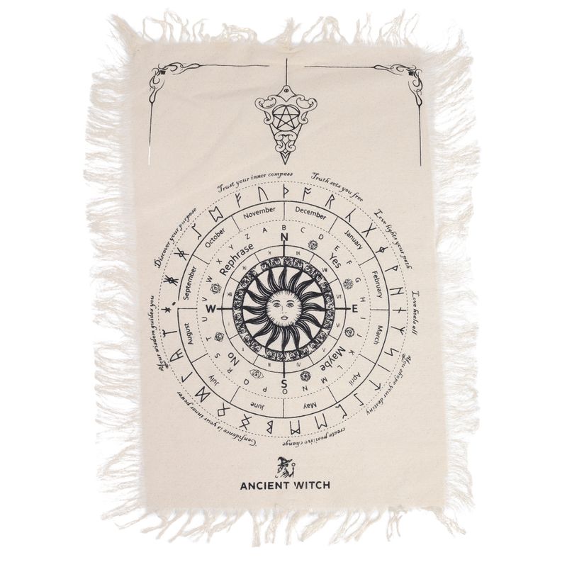 Sun Face - Pendulum Divination Cloth - Natural & Black