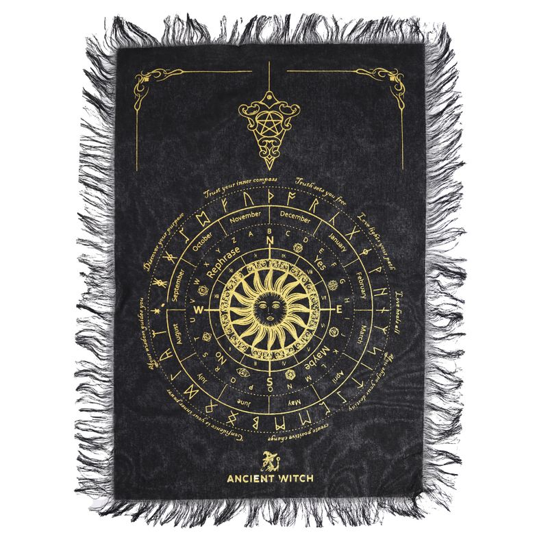 Sun Face - Pendulum Divination Cloth - Black & Gold