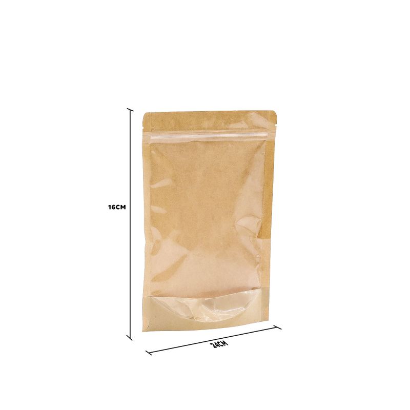 Kraft Full Window Bags - 16x24cm