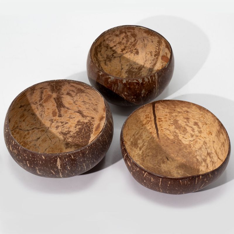 Med Natural Coconut Bowl - polished - craft use - 6x13cm