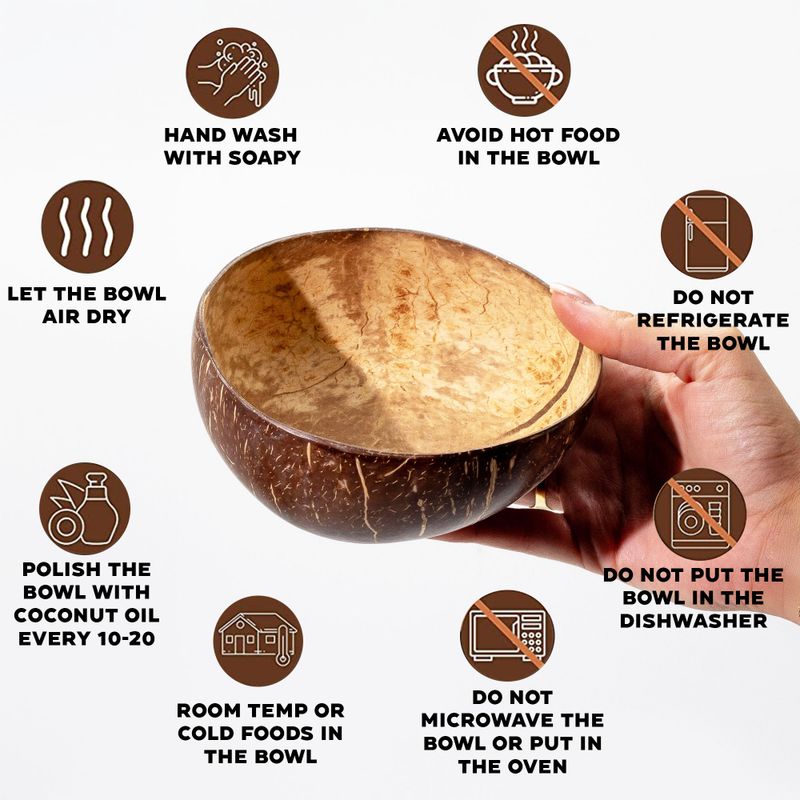 Med Natural Coconut Bowl - polished - craft use - 6x13cm