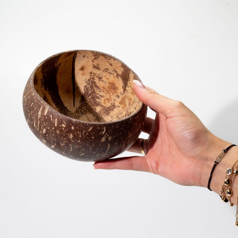 Lrg Natural Coconut Bowl - polished - craft use - 10x14cm