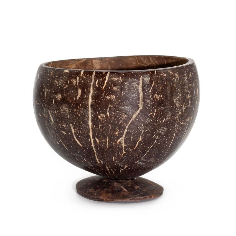Sm Natural Coconut Bowl on Stand - polished - craft use - 9x10cm