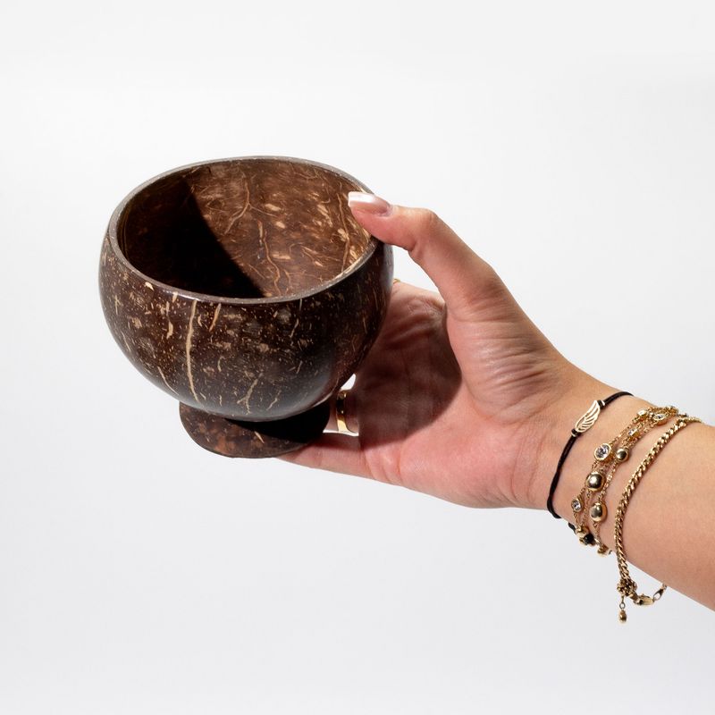 Sm Natural Coconut Bowl on Stand - polished - craft use - 9x10cm