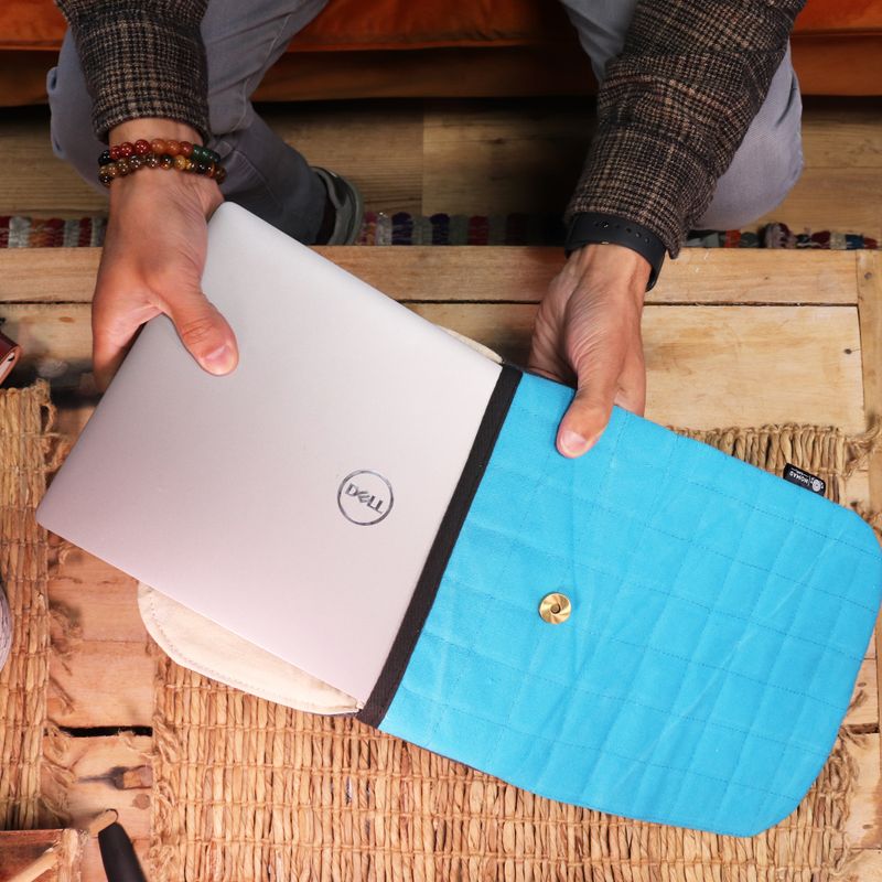 Laptop Padded Pouch - Crazy Yellow - 14oz Stonewash
