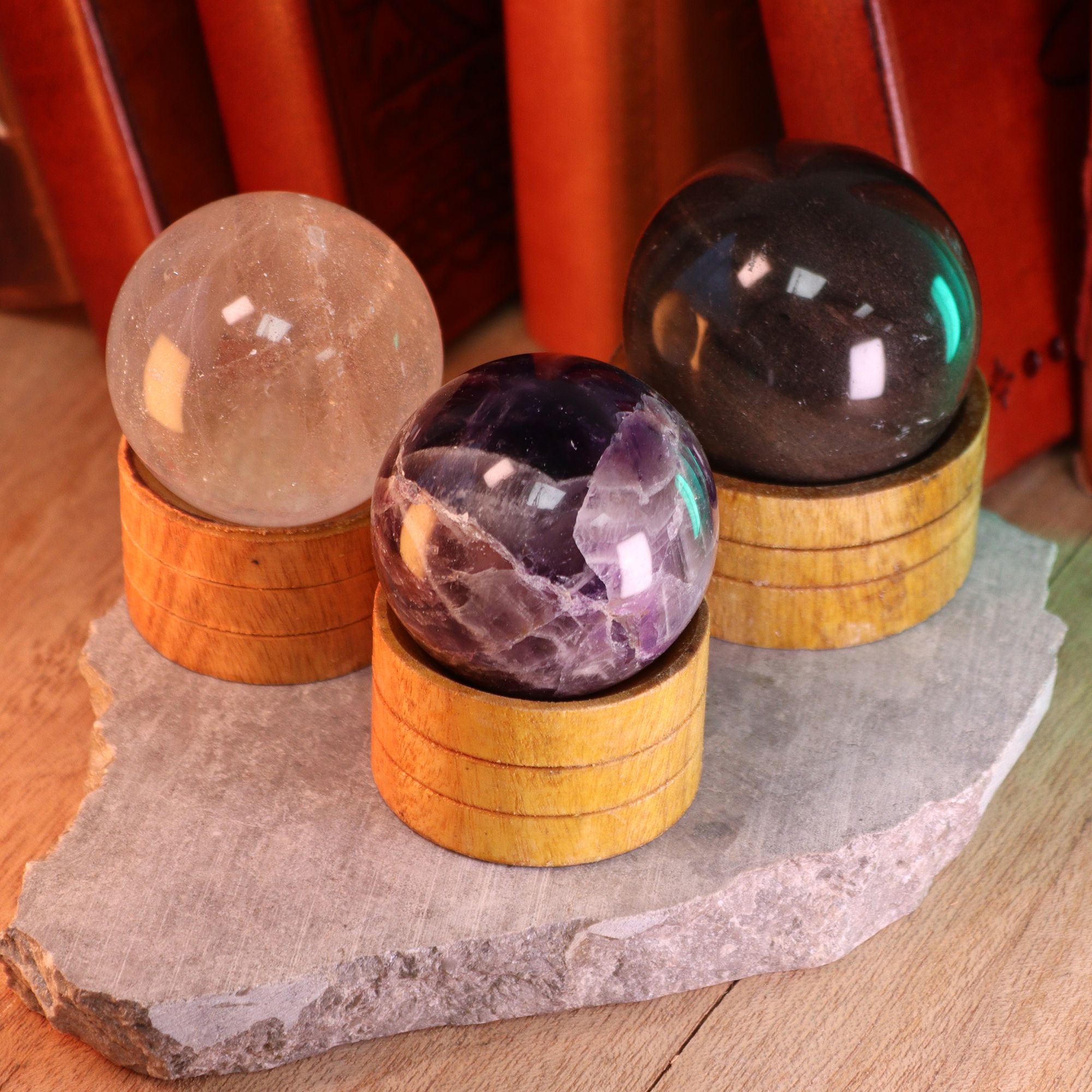 Gemstone Crystal Spheres with Stand