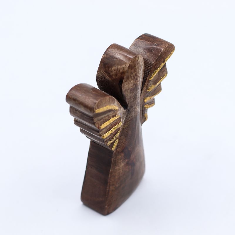 Small Mango Wood Angel - Gold Decor - 12cm