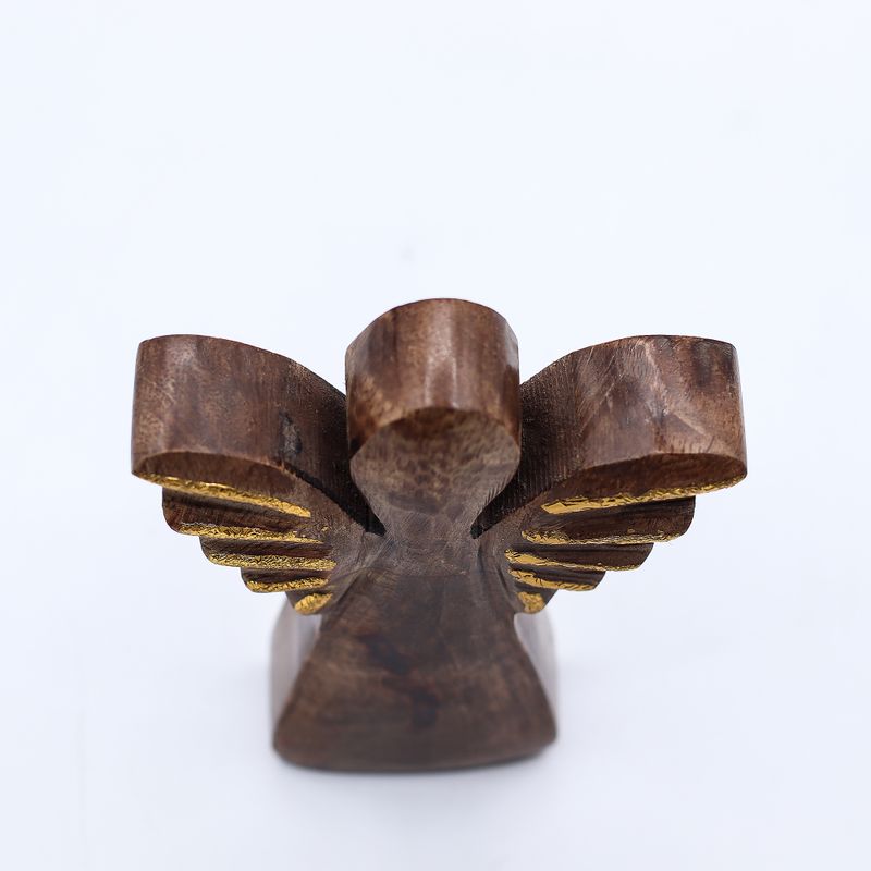 Small Mango Wood Angel - Gold Decor - 12cm