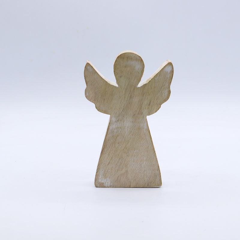 Mango Wood Angel - Whitewash - 13cm