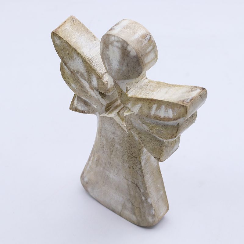 Mango Wood Angel - Whitewash with Star Cut Out - 18cm