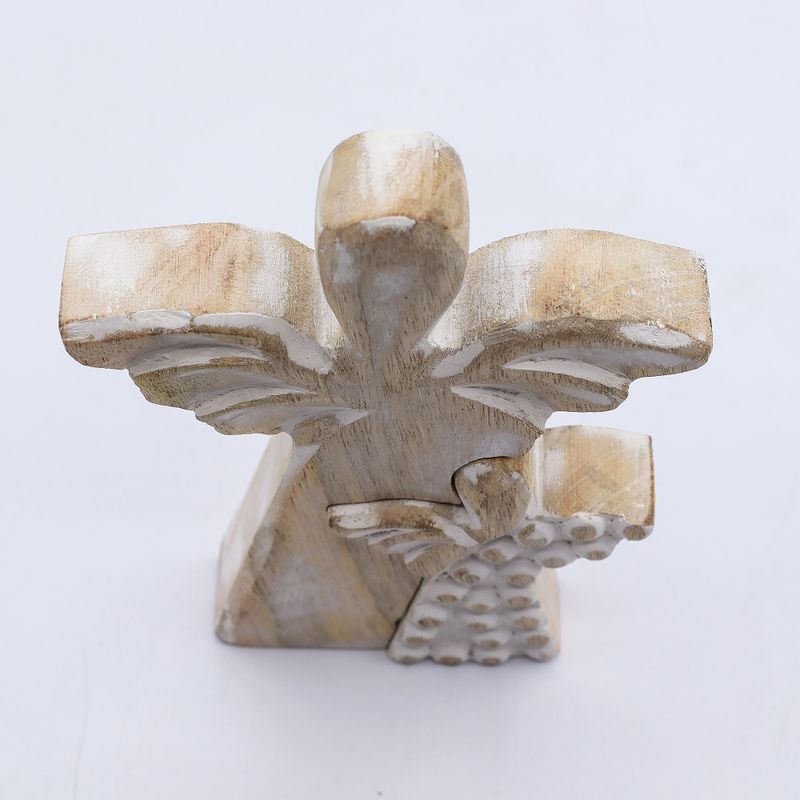 Mango Wood Angel in Angel - Whitewash - 15cm